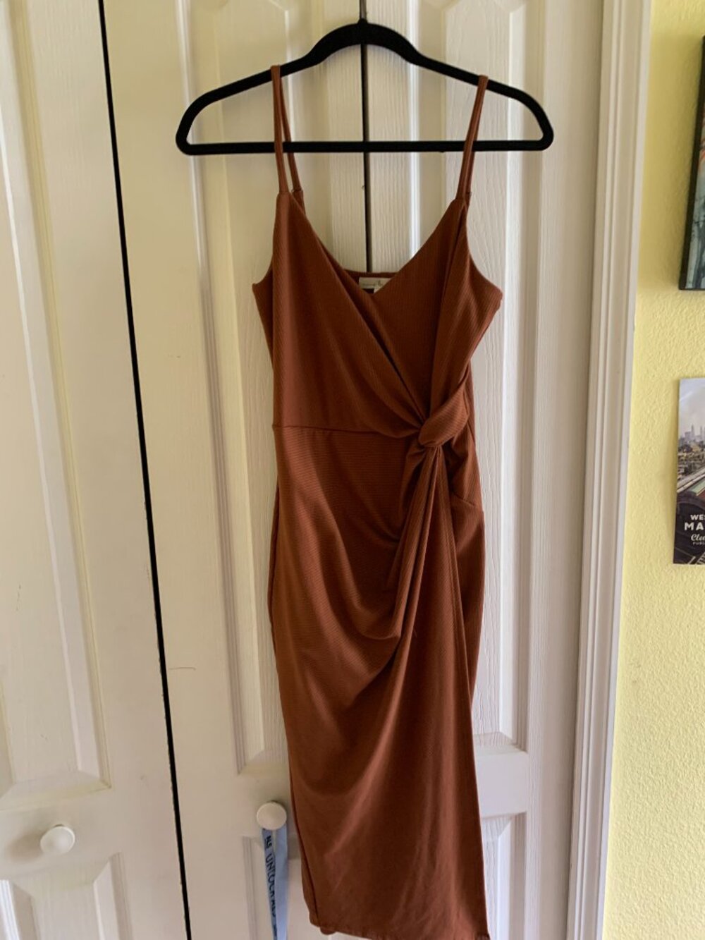 Nine Britton Rust Ribbed Midi Dress - Size M
